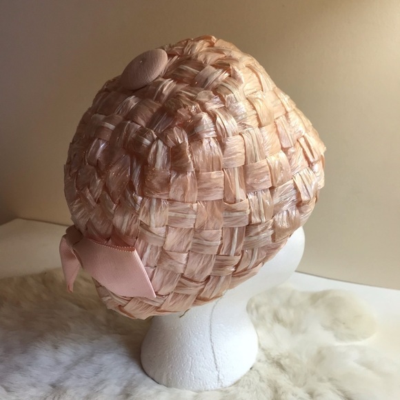 Vintage 50s 60s Pink Plaited Hat Jockey-style main image 8